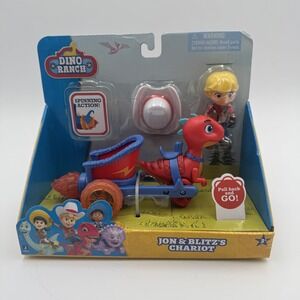 Dino Ranch Jon & Blitz's Chariot Pull Back Vehicle Figure Set 3pc Jazwares NIB